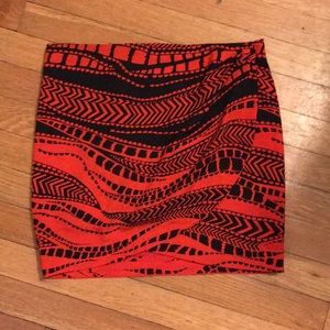 Bebe Red & Black Wrap Skirt